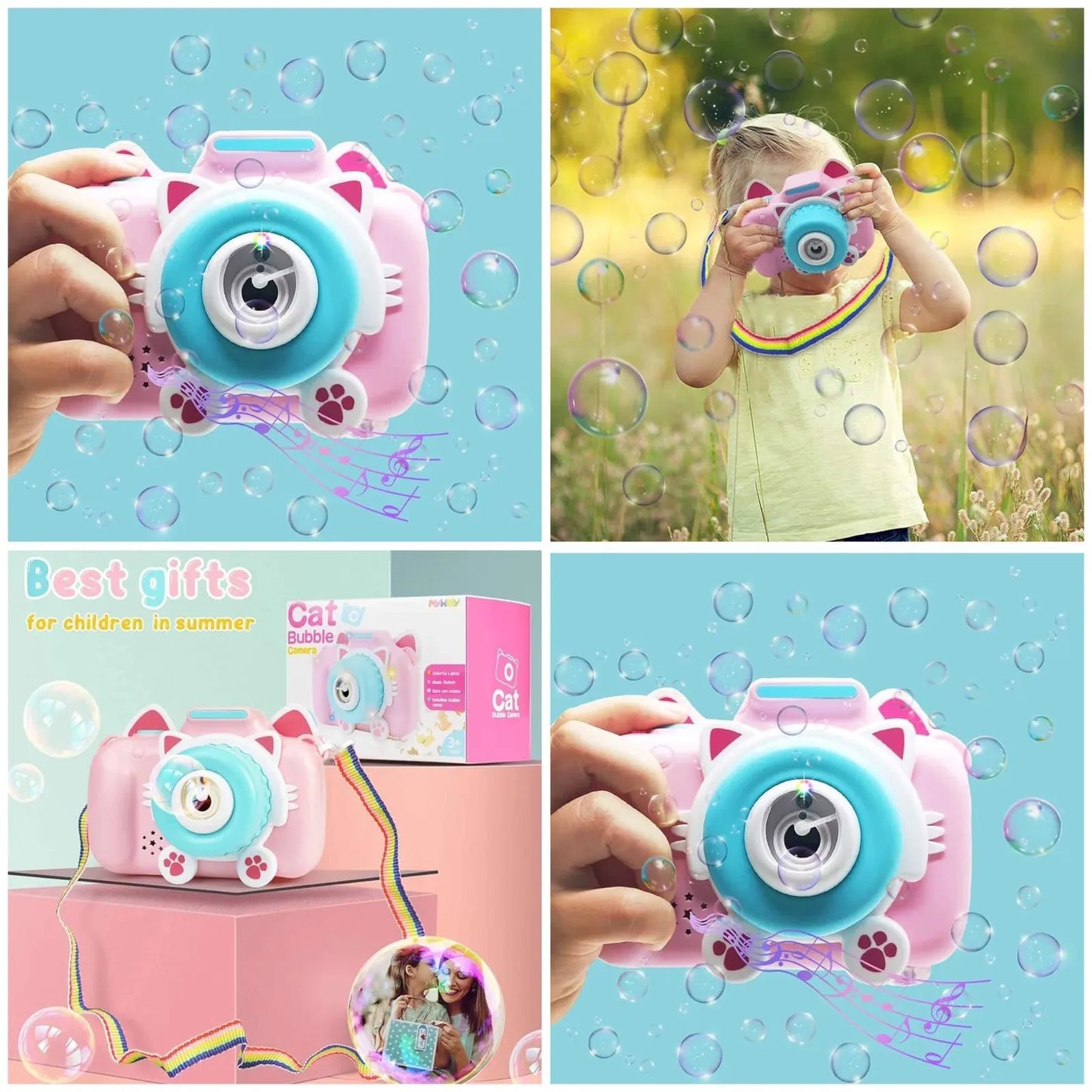 Kids Bubble Camera Toy with Light & Sound
