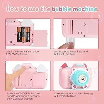 Kids Bubble Camera Toy with Light & Sound