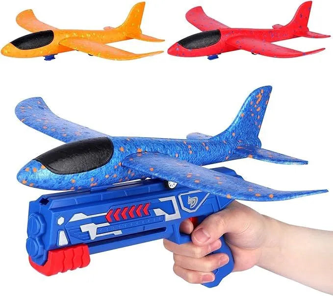 Foam Glider Airplane Launcher Toy with Catapult Gun