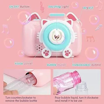 Kids Bubble Camera Toy with Light & Sound