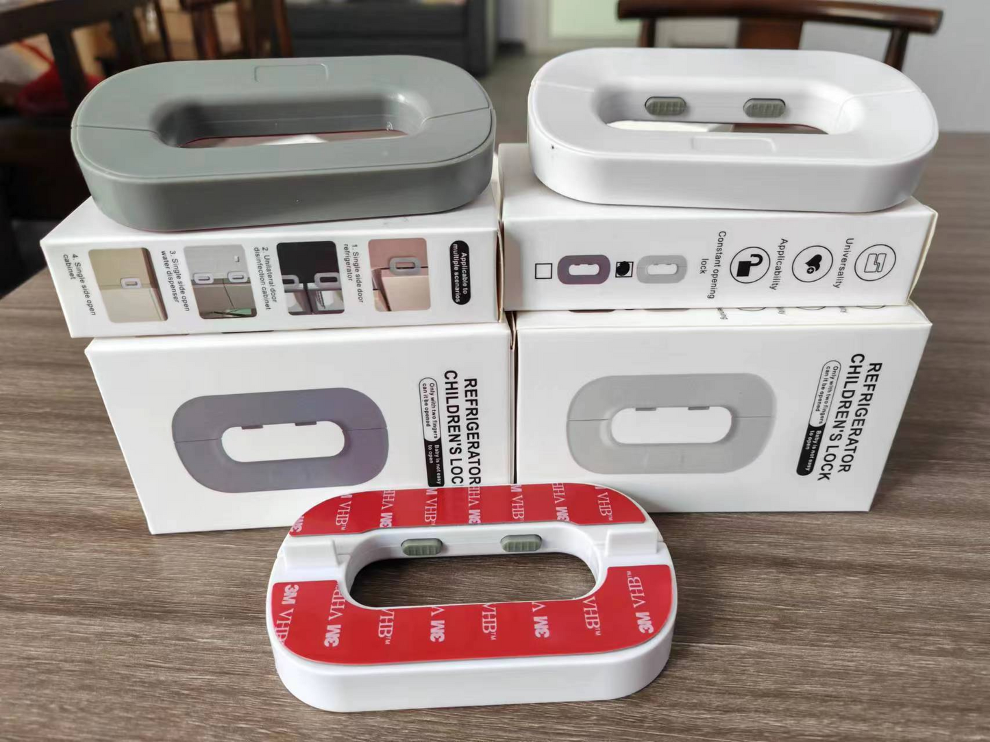 Fridge And Freezer Door Lock With Double Safety Button