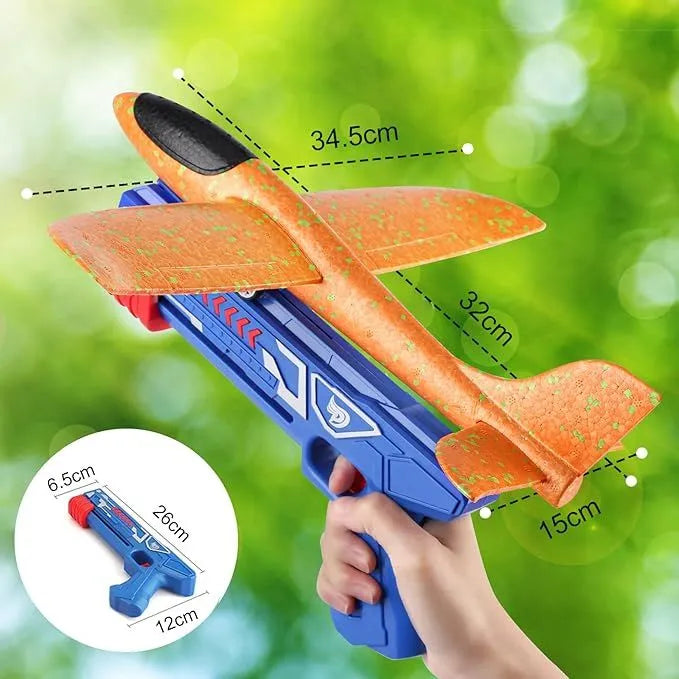 Foam Glider Airplane Launcher Toy with Catapult Gun
