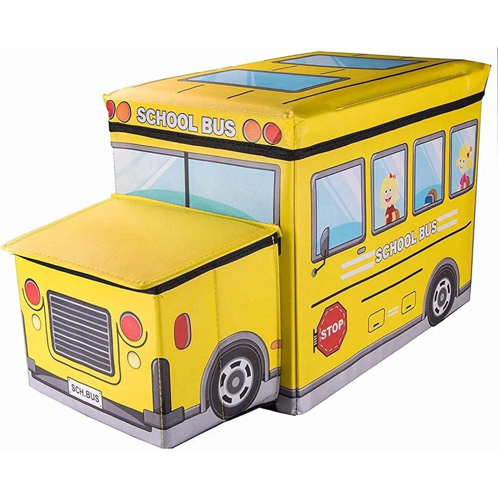 Kids School Bus Storage Box & Seat | Multi-Functional Clothes & Toys Storage