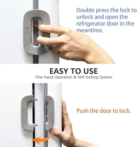 Fridge And Freezer Door Lock With Double Safety Button